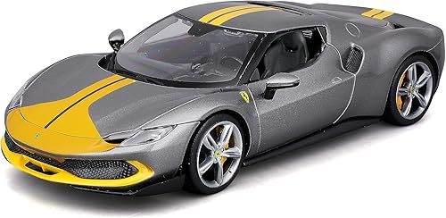 Bburago 118 Ferrari - 296 GTB - Gris y Amarillo Modelo de coche a escala para niños A partir de 3 años 16017GR