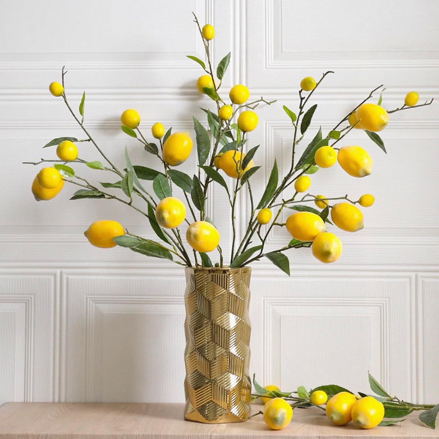 Yilloog 8 Pcs 32 Inches Artificial Lemon Branches Yellow