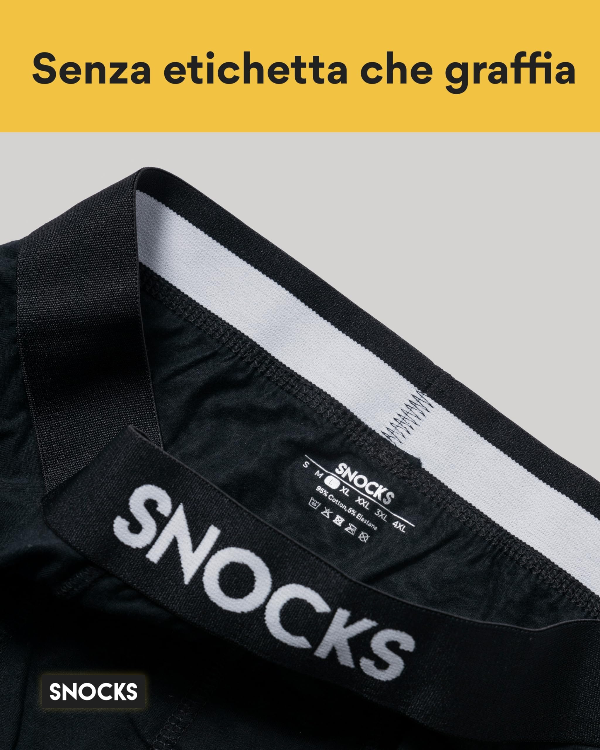 Snocks Pacco da 6 Boxer Uomo Cotone Organico con Logo - Elasticizzato e Senza Etichette
