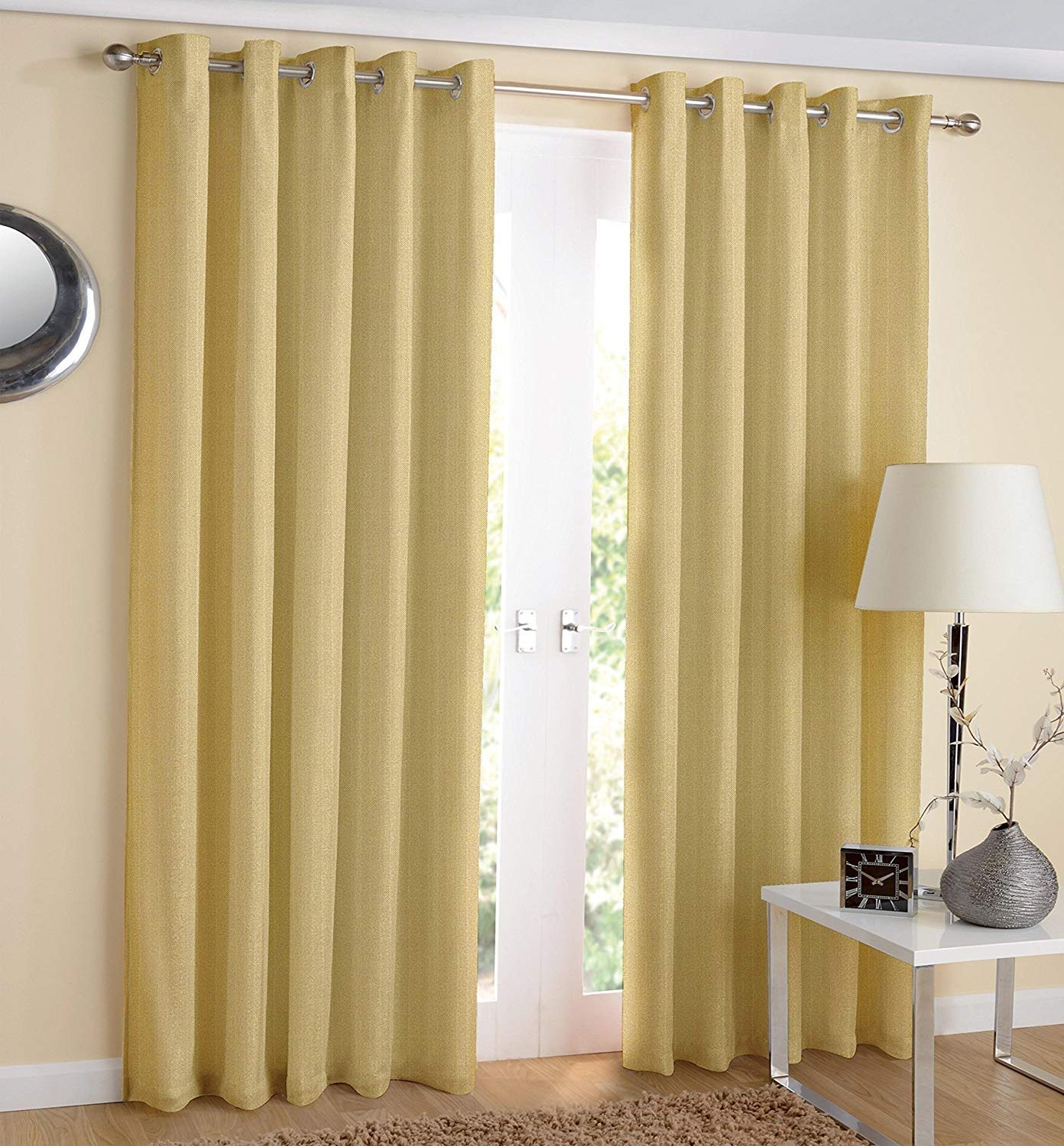 Rayyan Linen Cream Natural Beige Rayyanlinen Readymade Blackout Thermal Eyelet Ring Top Pair Of Curtains Including 2 Free Tiebacks (, Width 66" X Drop 72")