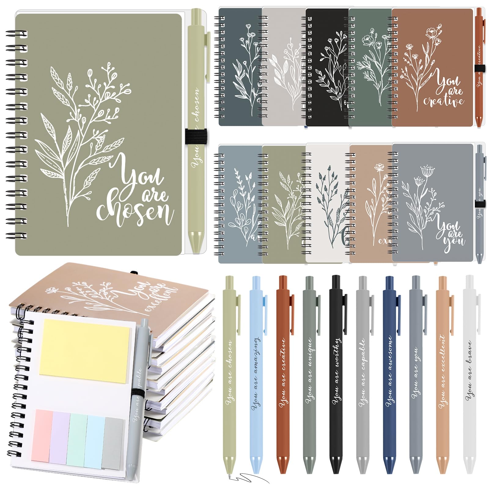 Janlaugh 20 Sets Appreciation Gifts for Office Coworkers Bulk - Thank You Inspirational Spiral Journal Notebook with Sticky Notes Pen for Employee