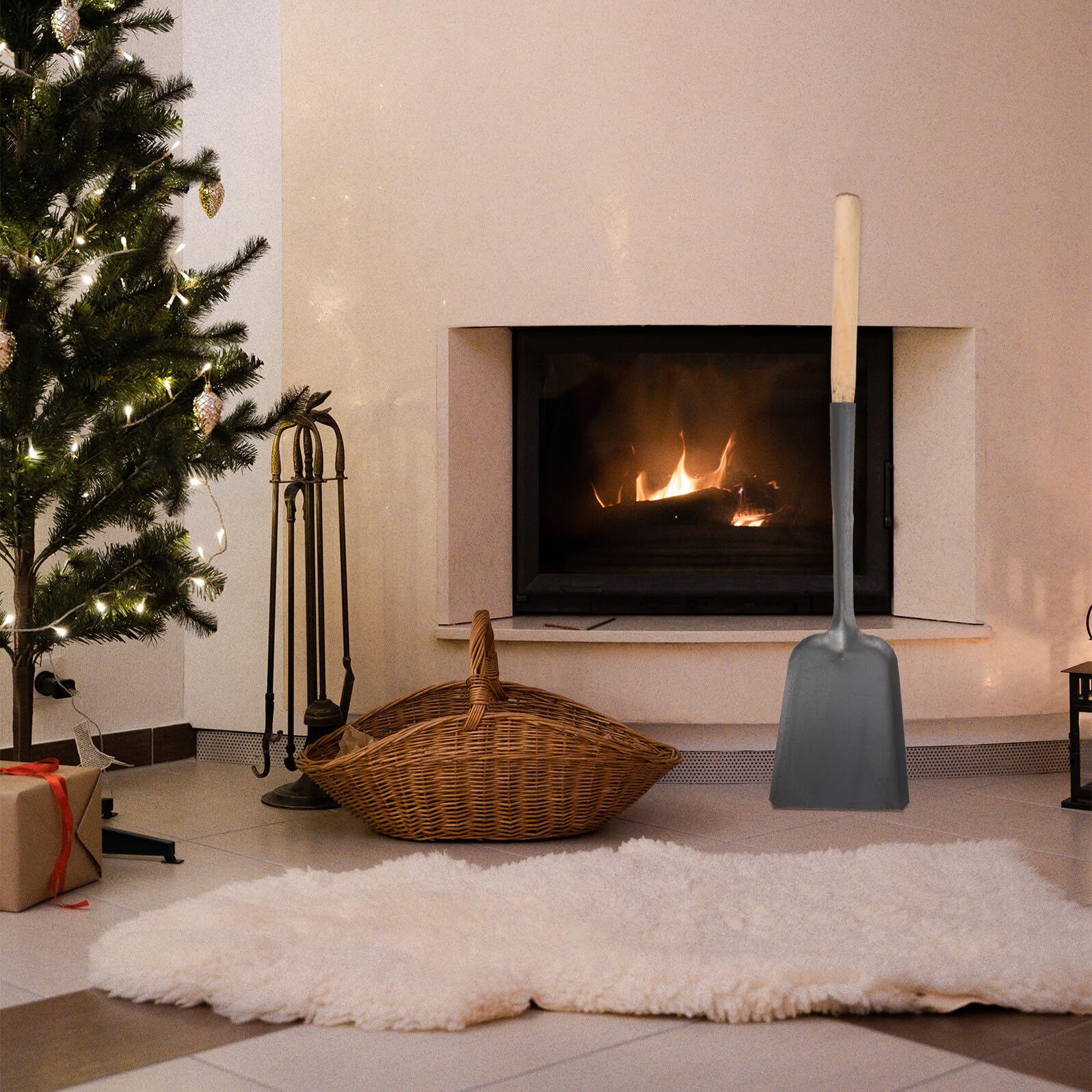 2 Stück Metallkohle Schaufel aus Schmiedeeisen Langlebig und Bruchfest Langstielige Kamin Ascheschaufel für Haushalt und Garten Leichte Ofen und Grill Reinigungsschaufel