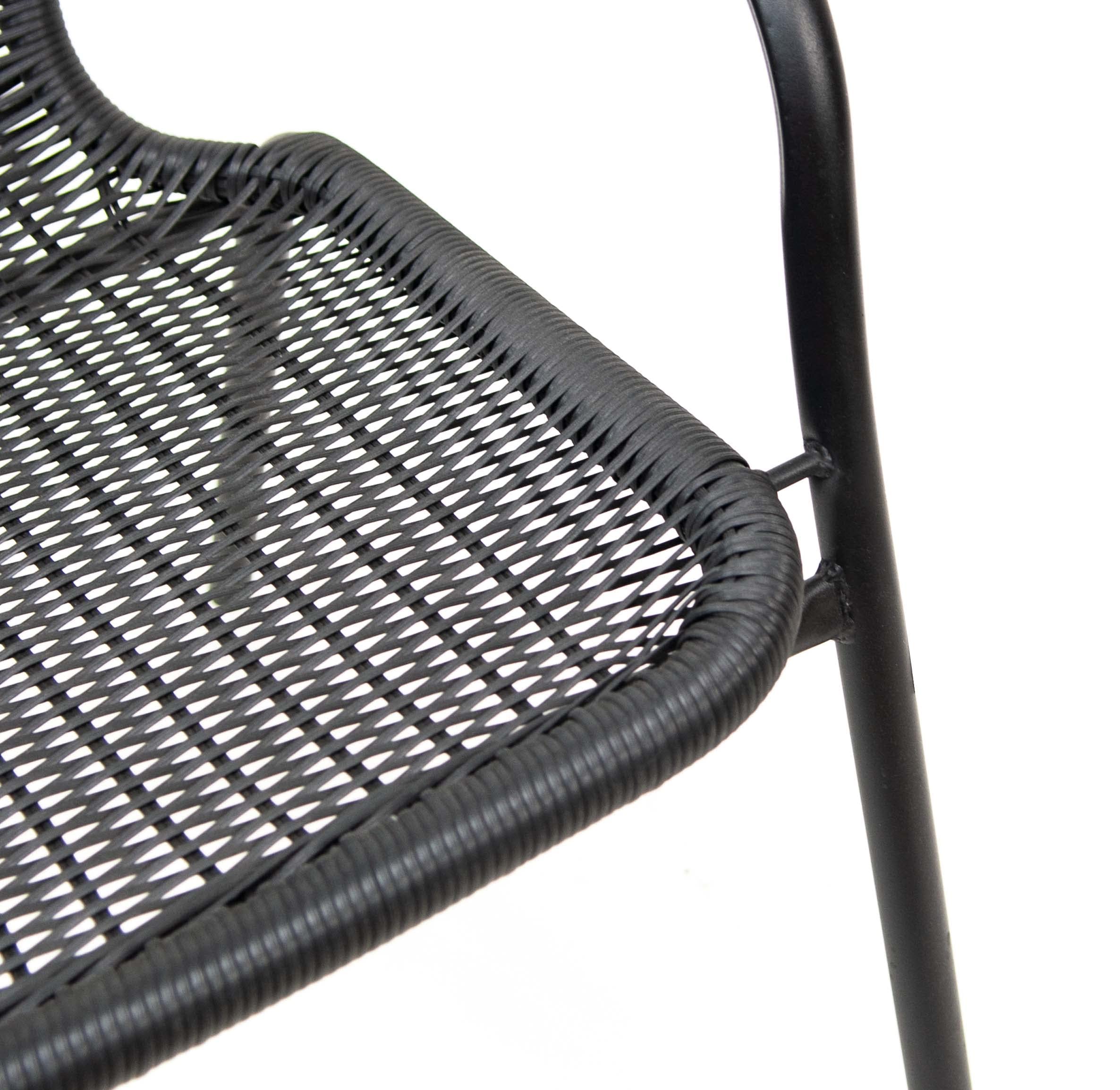 THE SECRET HOME - Pack de 2 Sillas en Mimbre de PVC para Jardín - Silla de Acero Apilable - Asiento de Exterior para Balcón, Terraza y Jardín (Modelo 1 - Negro)