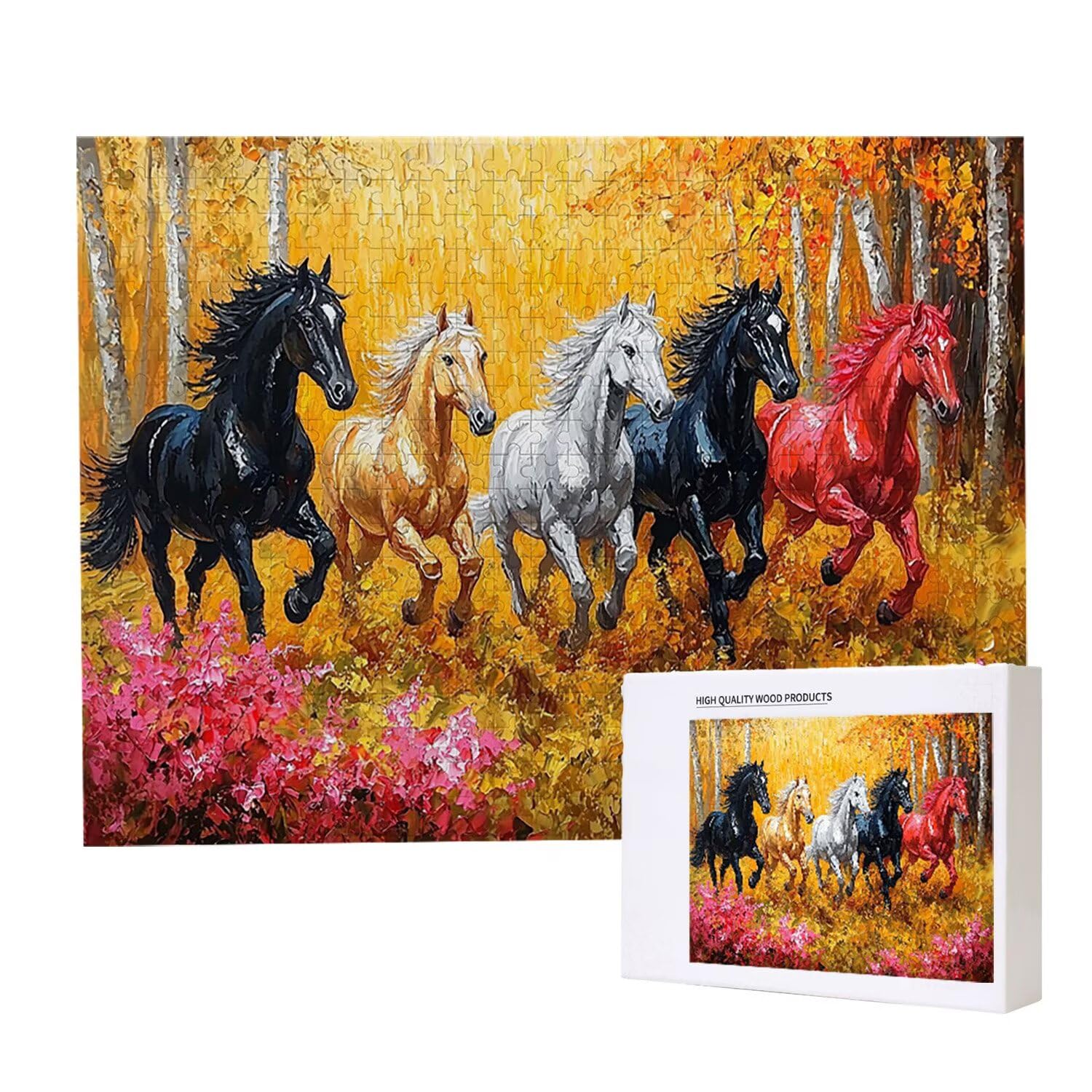 Puzzle 156 x 105 cm, 5000 sztuk puzzli dla dorosłych, prezent rocznicowy, prezent świąteczny, wystrój domu, zapobieganie degeneracji mózgu u osób starszych (koń leśny) w-729