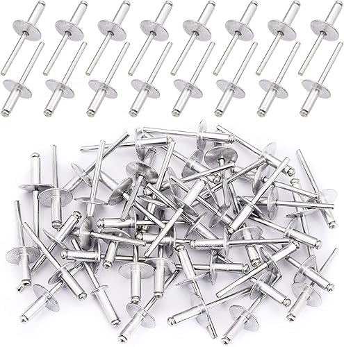 PAGOW 60 remaches ciegos de aluminio con brida de 316 x 12 pulgadas (0.189 x 0.472 x 0.630 in), remaches grandes autoenchufables de extremo abierto