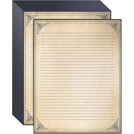 48 Sheets of Vintage Lined Paper with Antique Border Design: Give Your...
