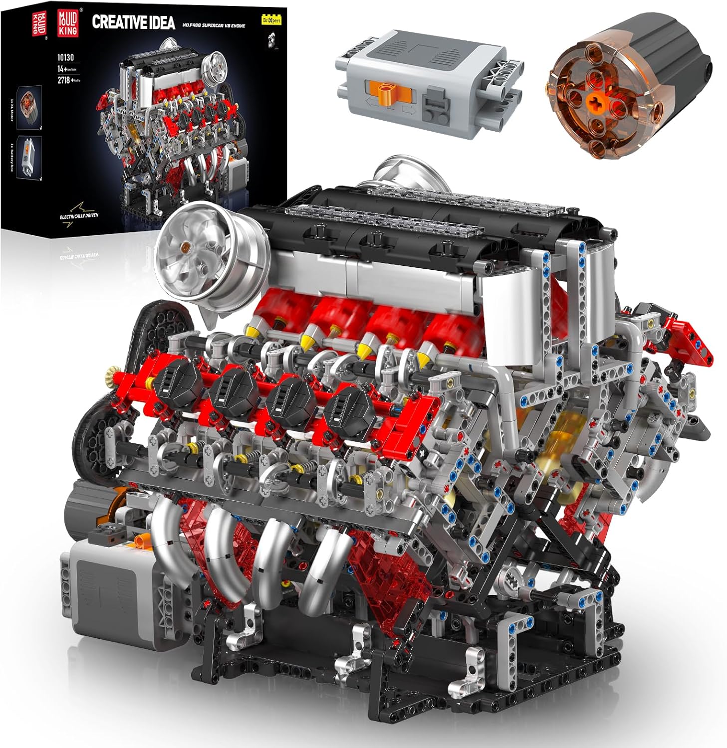 Mould King 10130 V8 Engine Model Kit - 2718 Pcs to Build Your Own Surper Car Engine - DIY STEM Project for Kids/Teens, Hobby Building Blocks Kit for Adults