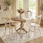 Tapis 5x7 lavable : grand tapis boho pour salon, tapis doux antidérapant, tapis fin intérieur, tapis floraux neutres non pelucheux pour chambre, salle à manger, crèche, beige