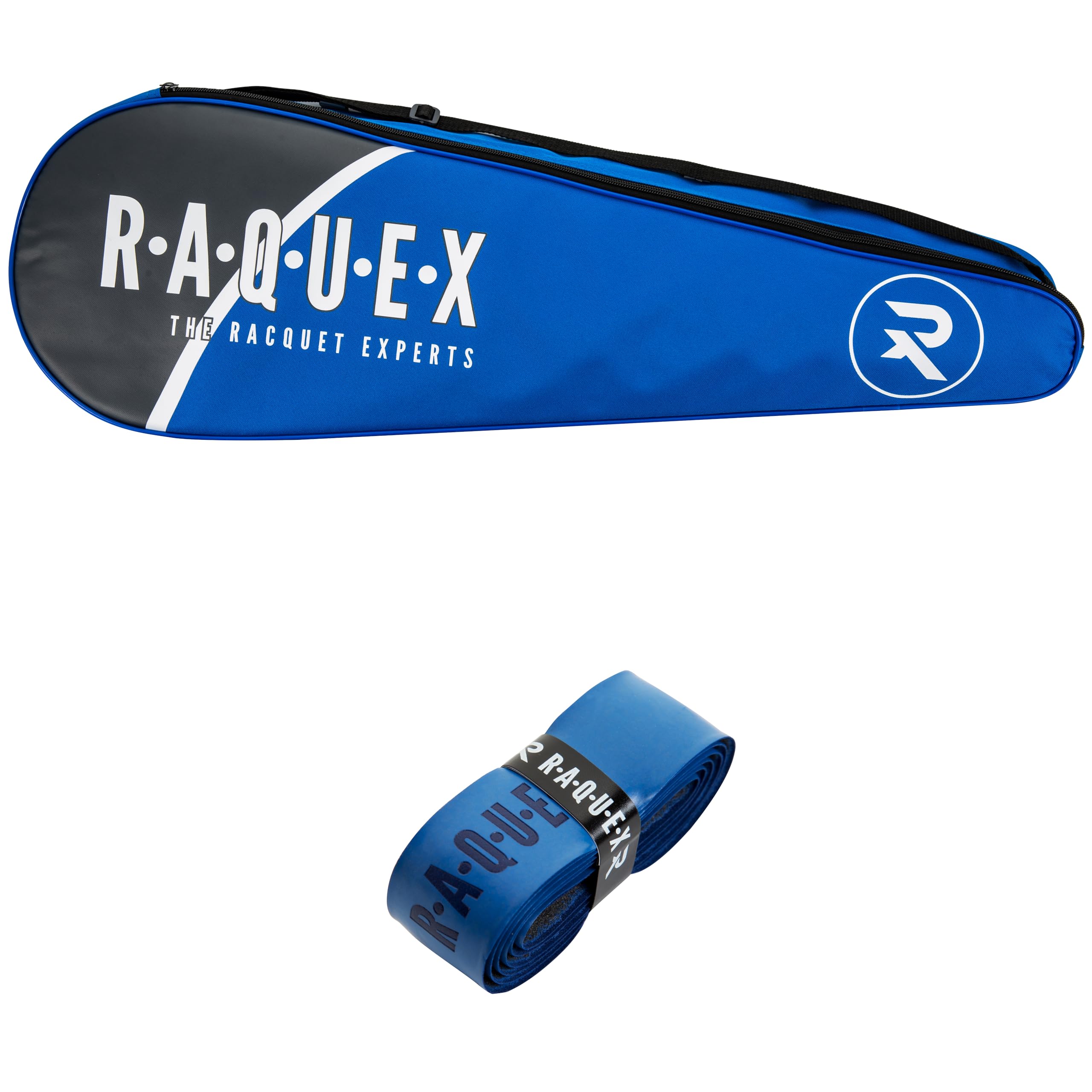 Raquex Racket Bag - for 1, 2 or 3 Squash or Badminton Racquets - Great British Design (+ Blue Enhance Replacement Grip) — image 1