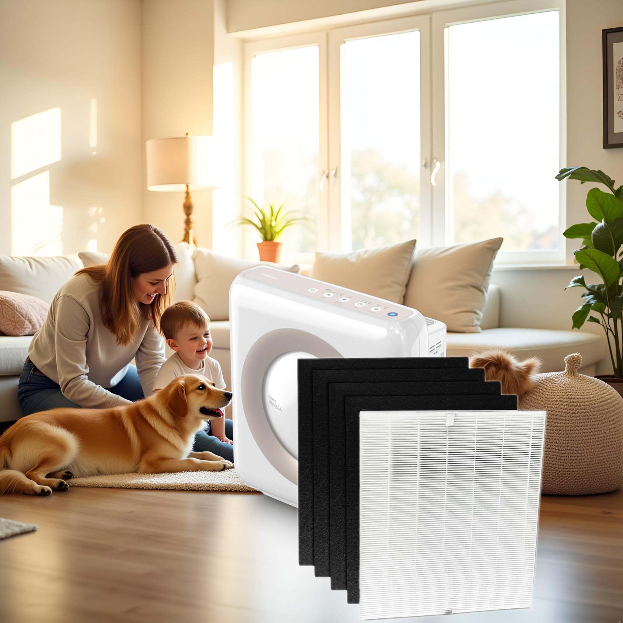 Jakelove Filtro dell'aria HEPA di ricambio + 4 prefiltri al carbone, compatibili con COWAY Airmega AP-1512HH AP-1518 200M, kit di filtri H13 ad alta efficienza #3304899 (aria 200M 1+4)