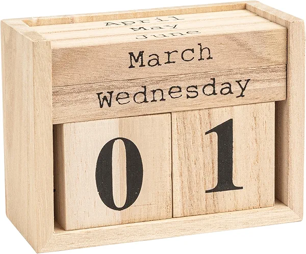 Bloomingville Paulownia Wood Perpetual Calendar