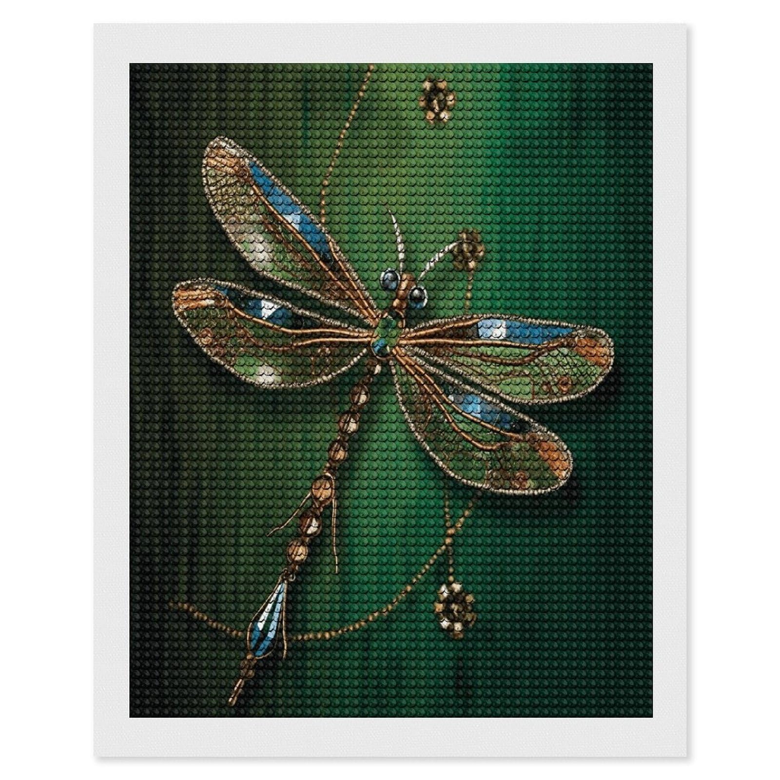 FekiLoot Jewel Dragonfly Paint by Numbers Kit for Adults Beginner DIY Diamond Dots Paintings Round Full Drill Diamond Art Kits Picture Diamond Art Painting Kits for Home Decor 16"x20"