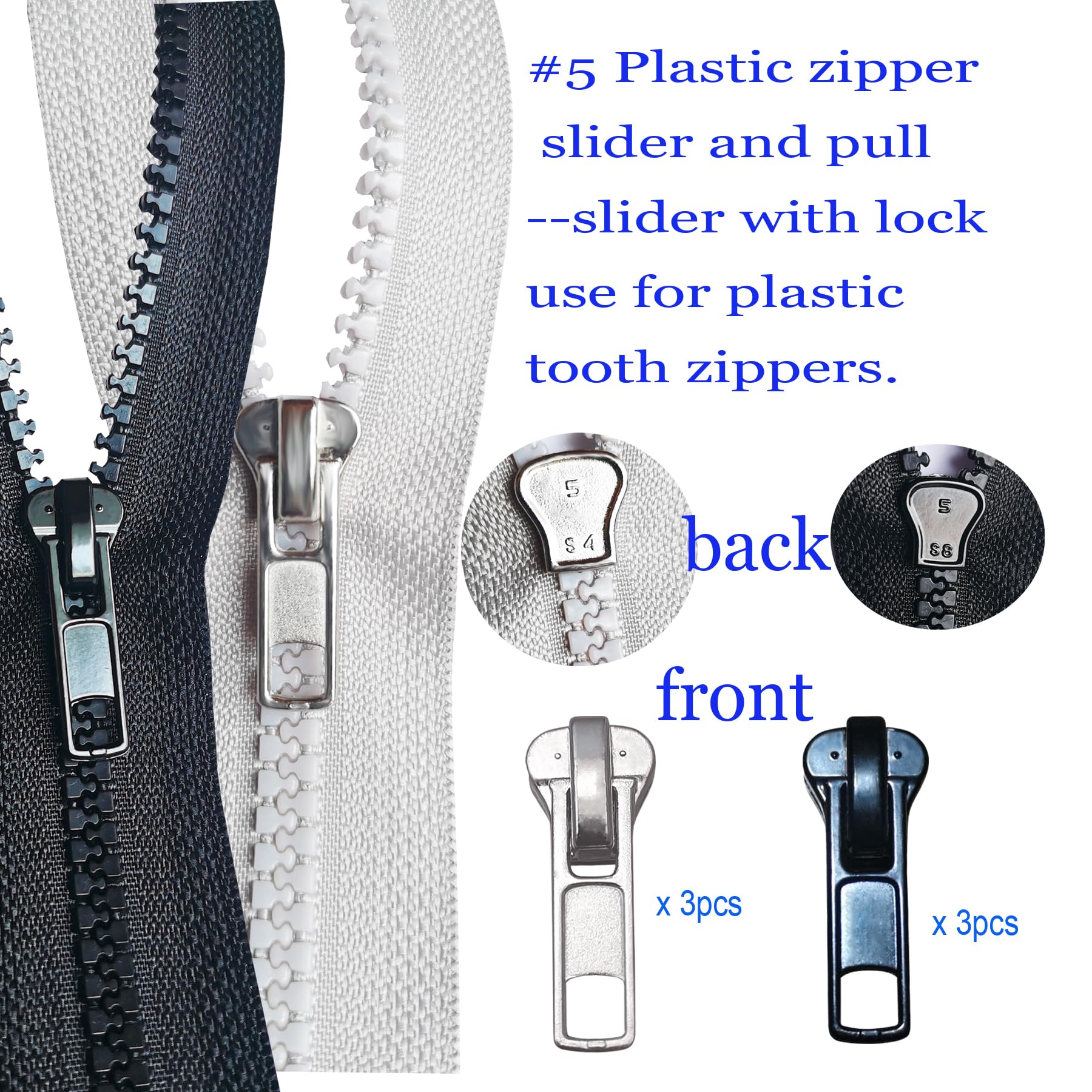 cpqakb Zipper Repair Kit （57 Pcs）#5 Zipper Replacement Slider