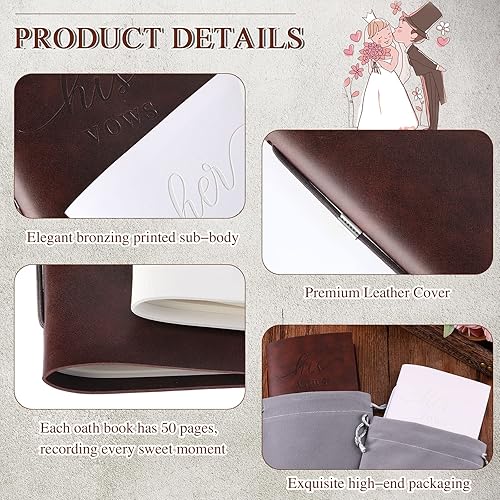 Miniatura 3 de 2 libros de votos de boda, para él y para ella, cuaderno de votos para boda, diario de votos de boda, libro oficial, 5.9 x 3.9 pulgadas, regalos de