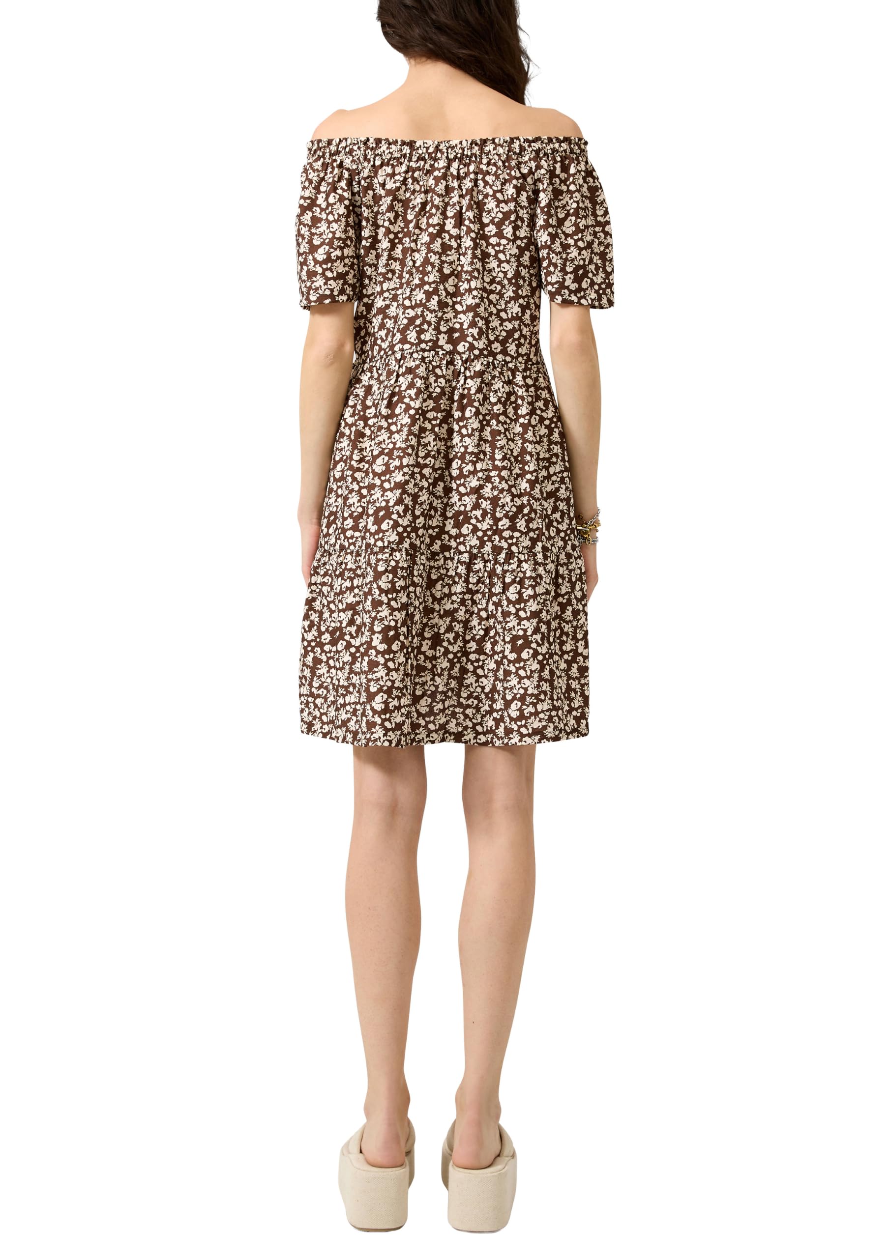 QS Viskosemix-Kleid mit Carmenausschnitt