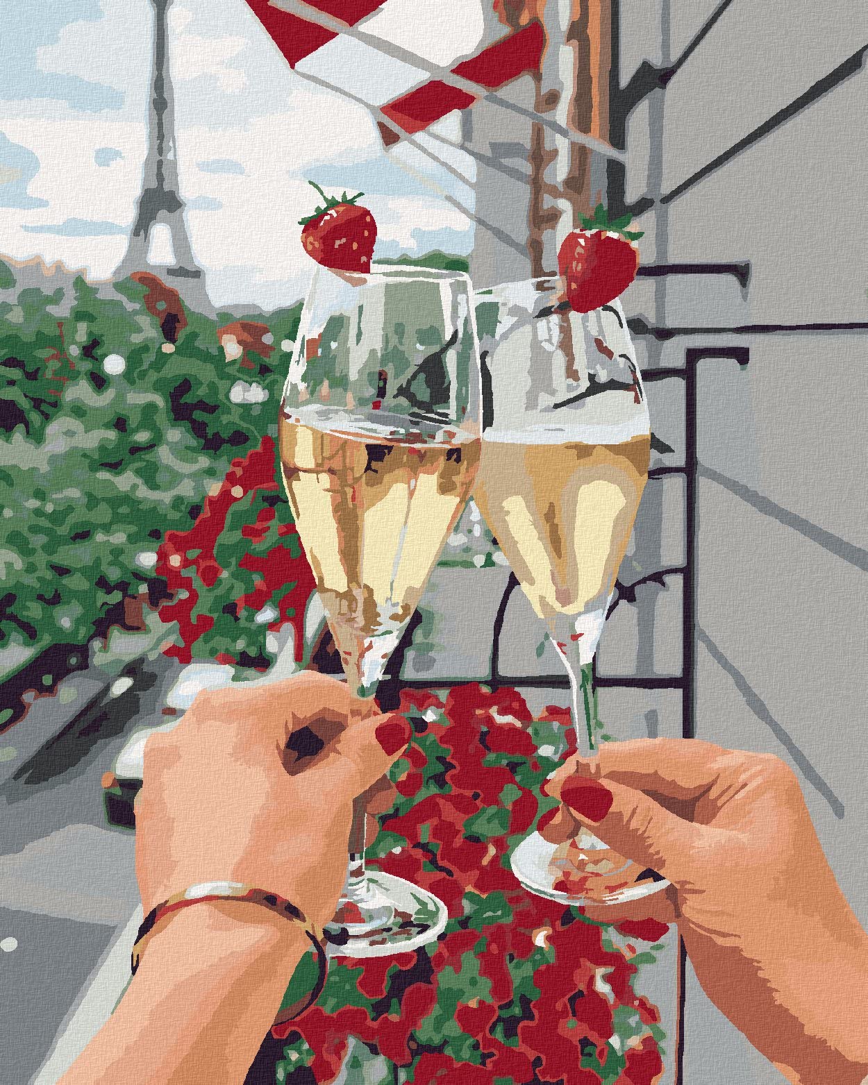 Malowanie według liczb - CHAMPAGNER IN PARIS 40x50 cm z blejtramem (już napięty)