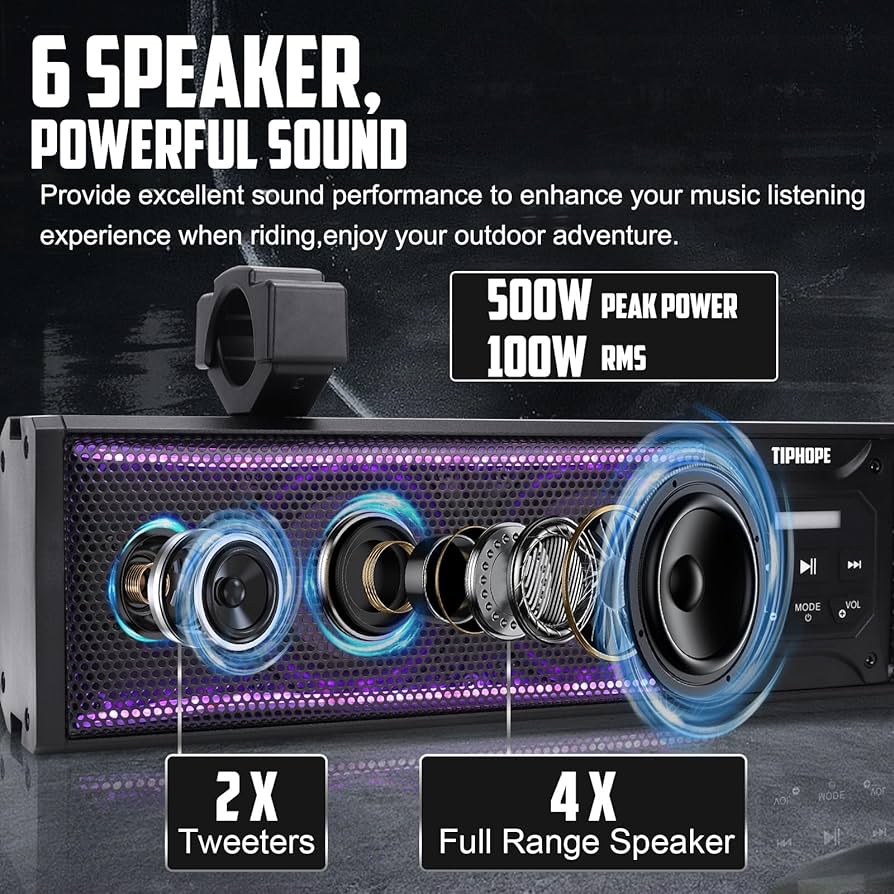 Amazon.com: TIPHOPE UTV Sound Bar,26 Inch 6 Speaker ATV
