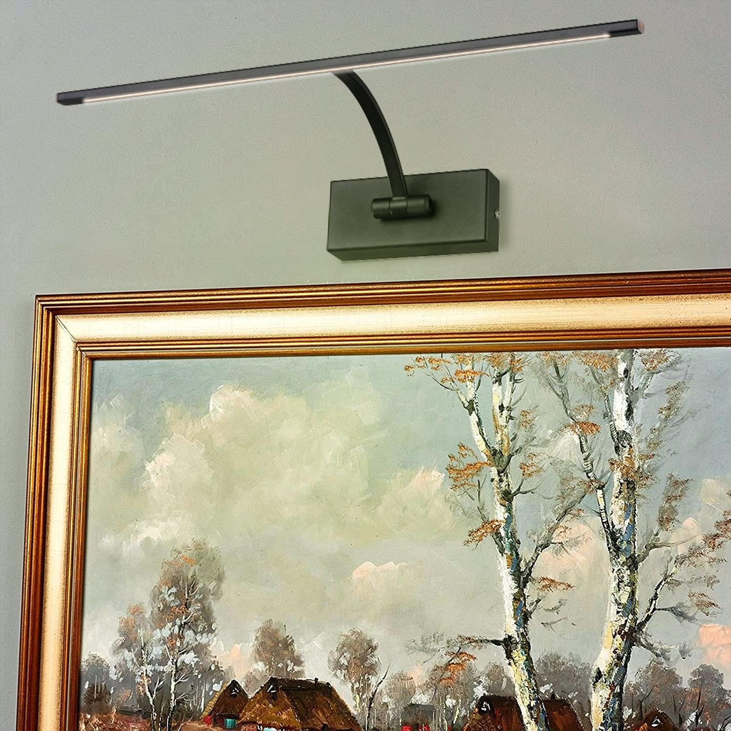 Alpinaluz Aplique Pared LED para Cuadros 8W 2700K Negro 45,5 cm | Barra orientable 180° con difusores laterales para cuadros, espejos, vitrinas, muebles y decoración mural