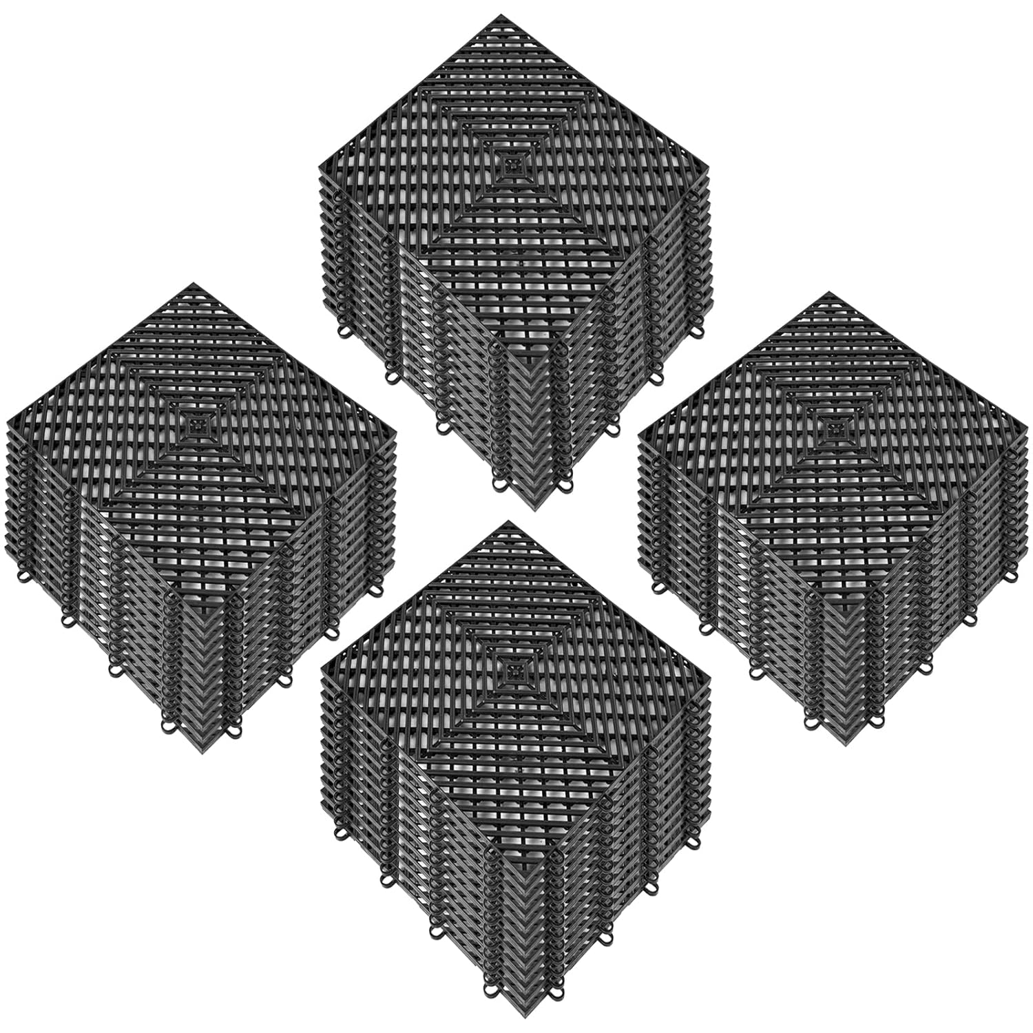 VEVOR Rubber Tiles Interlocking 50 PCS Black, Drainage Tiles 12x12x0.5