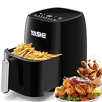 YASHE 1500W Friggitrice ad Aria 4,2L con Touch Screen LED in Vetro Temperato, 6 Programmi, Temperatura e Timer Regolabili, Cestello Antiaderente Lavabile in Lavastoviglie, Cottura Sana Senza Olio