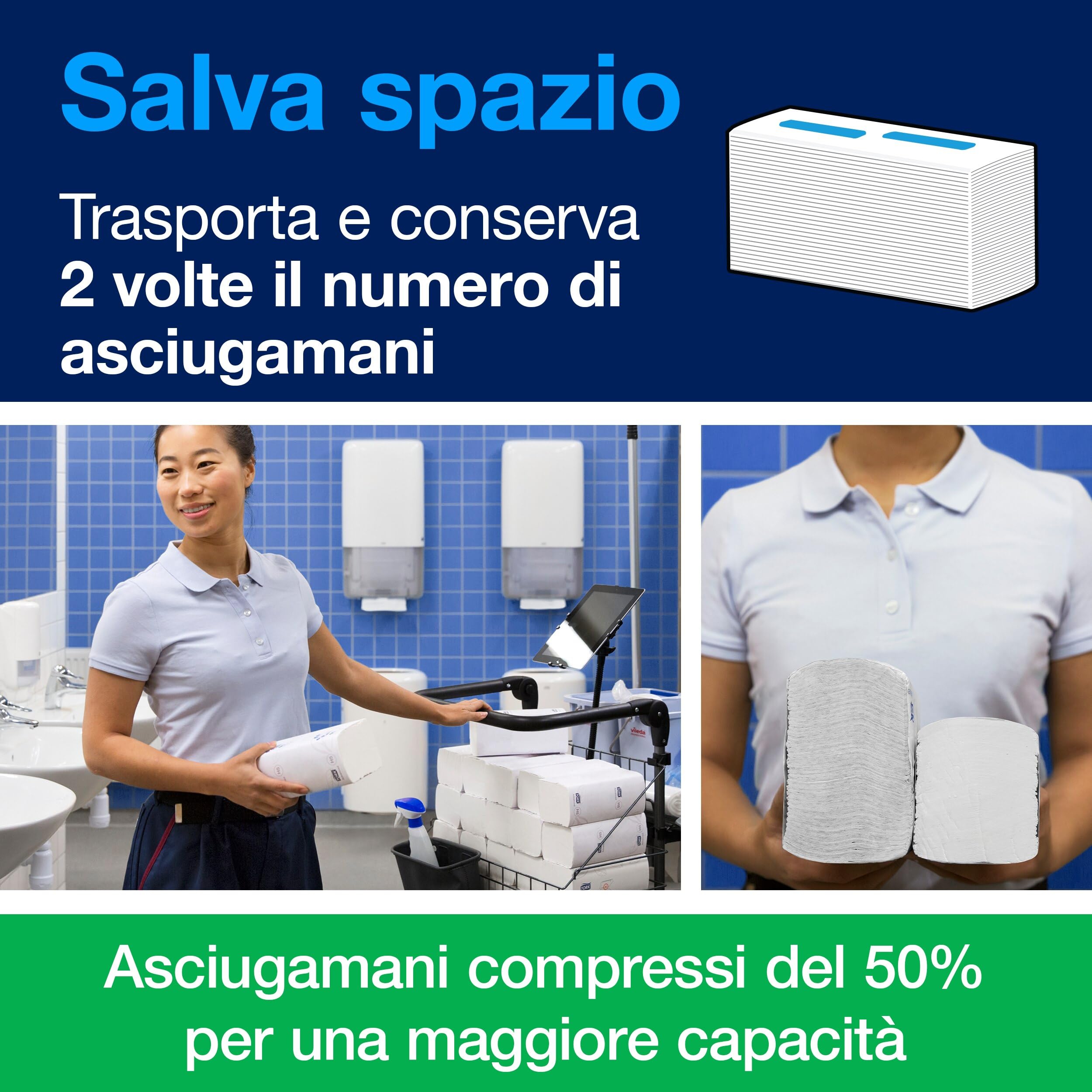 Tork PeakServe Universal 100585 - Asciugamani di carta H5 per dispenser di asciugamani - 1 strato, bianco - 12 x 410 asciugamani