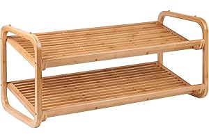 Honey Can Do 2 Tier Bamboo Shoe Rack, Natural