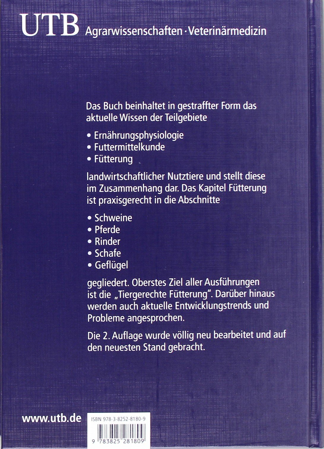 Ernährung landwirtschaftlicher Nutztiere: Ernährungsphysiologie, Futtermittelkunde, Fütterung
