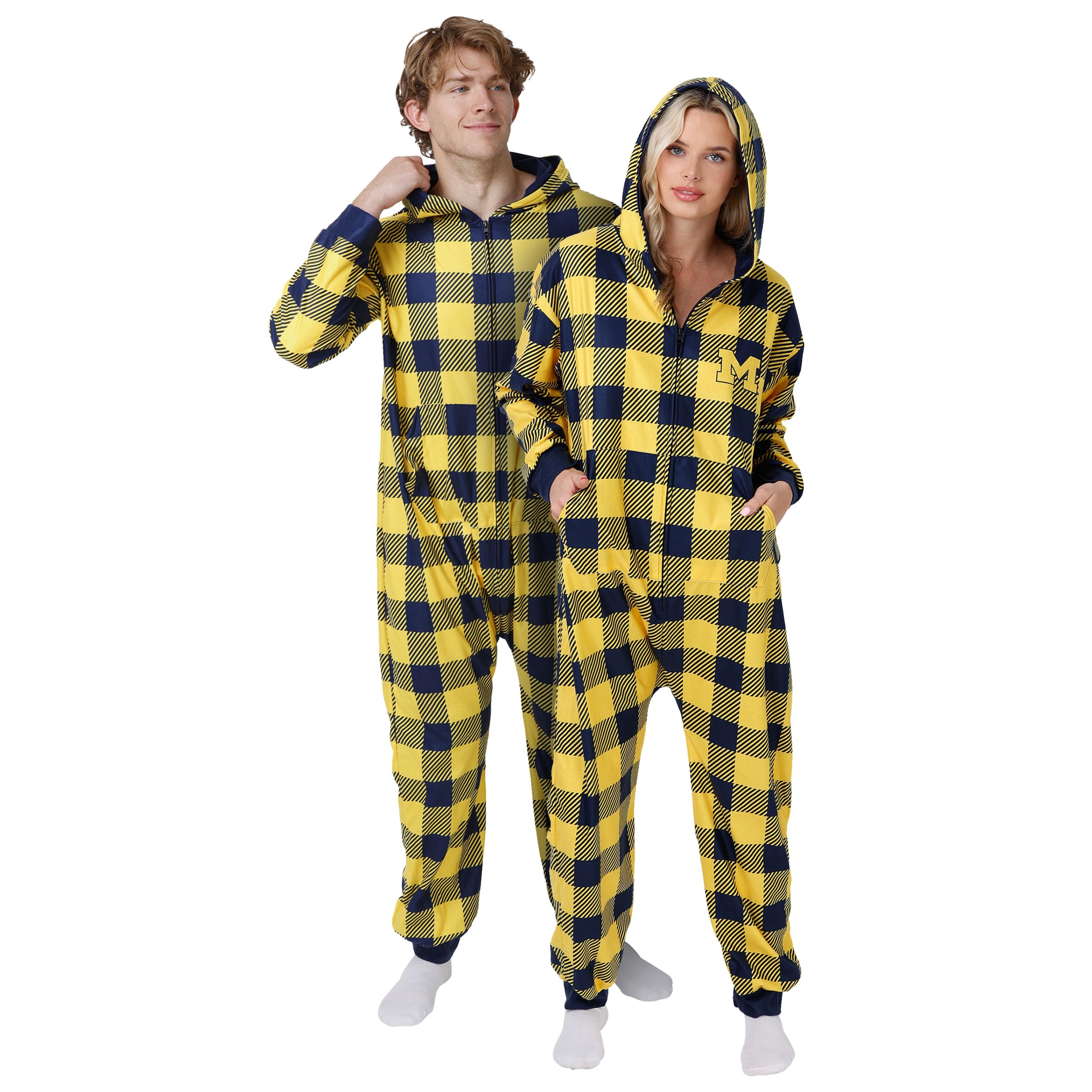 FOCO NCAA unisex-adult Ncaa College Team Logo Plaid Pajamas One Piece Onesie