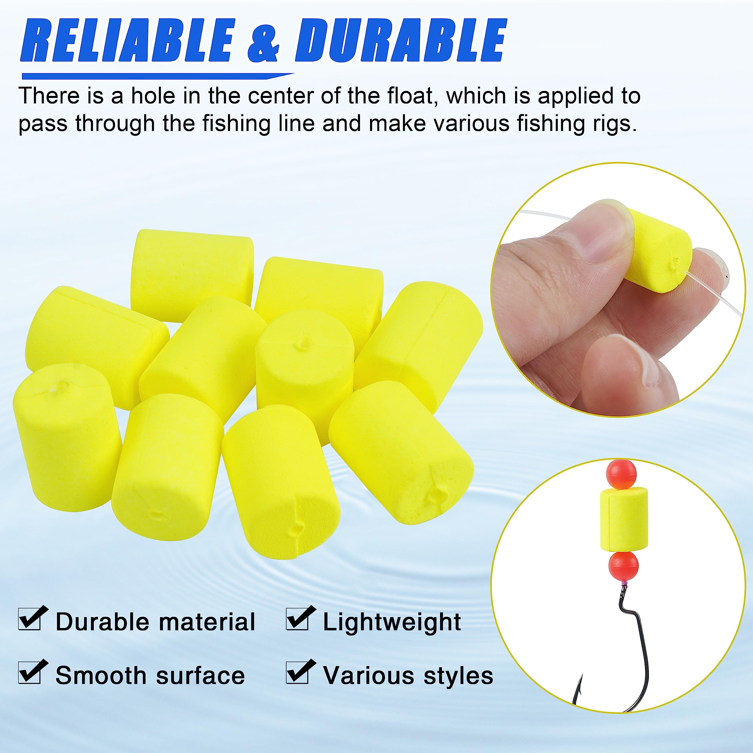 SILANON Pompano Rig Floats,50pcs Foam Snell Floats Fishing Floats Bobbers for Surf Fishing Bullet Cylinder Pompano Floats Walleye Rig Live Bait Rig Making Accessories for Trout Catfish