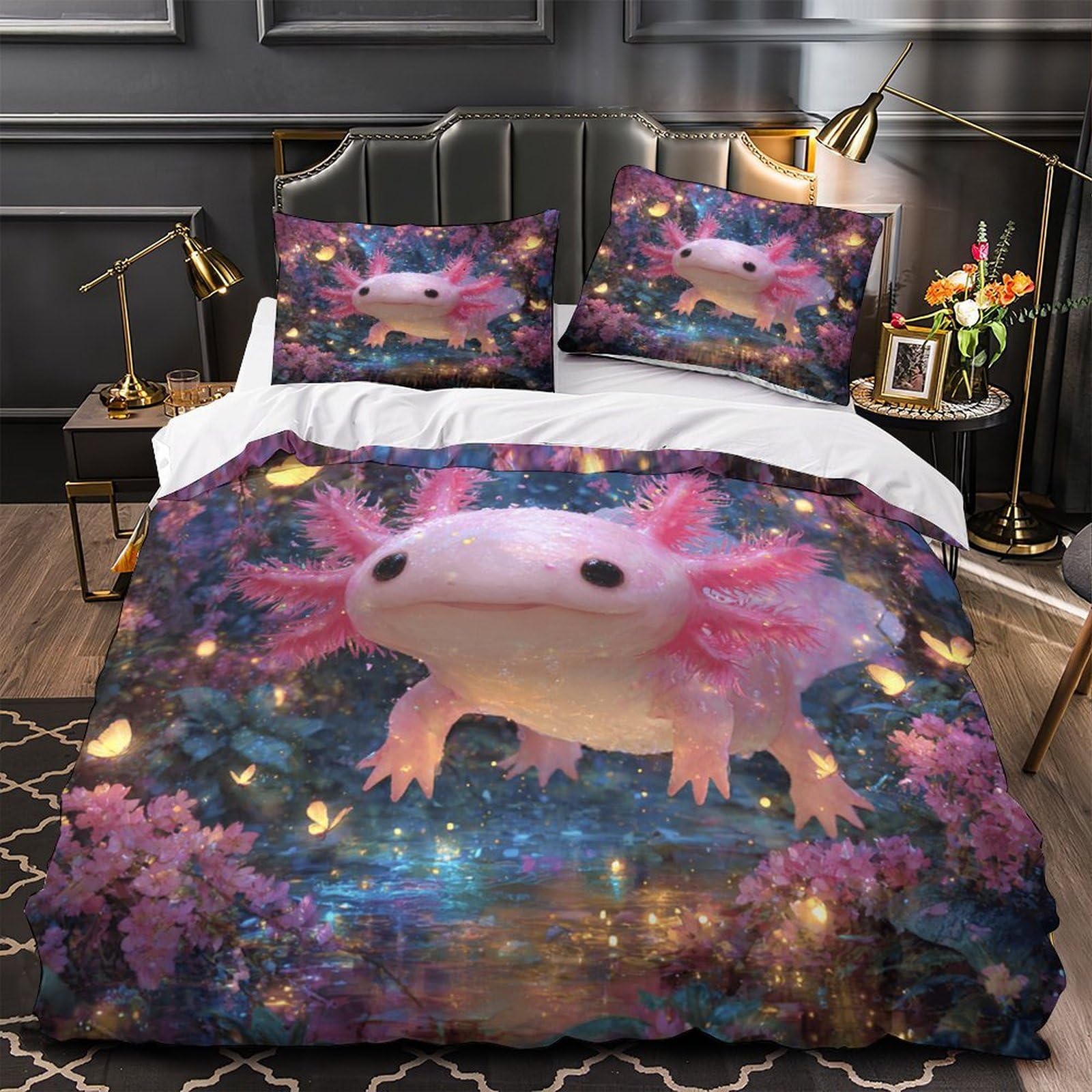 Housse de couette axolotl hypoallergénique en microfibre légère 260x220