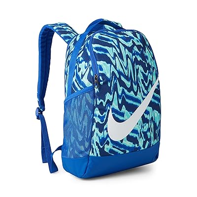 Nike Kids Brasilia All Over Print Backpack (11L) (Little Kid/Big Kid) Backpack Bags Game Royal/Bleached Turquoise/White