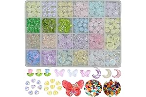 240Pcs/Set Glass Flower Beads Bell Flower Beads Translucent Crystal Loose Beads for...