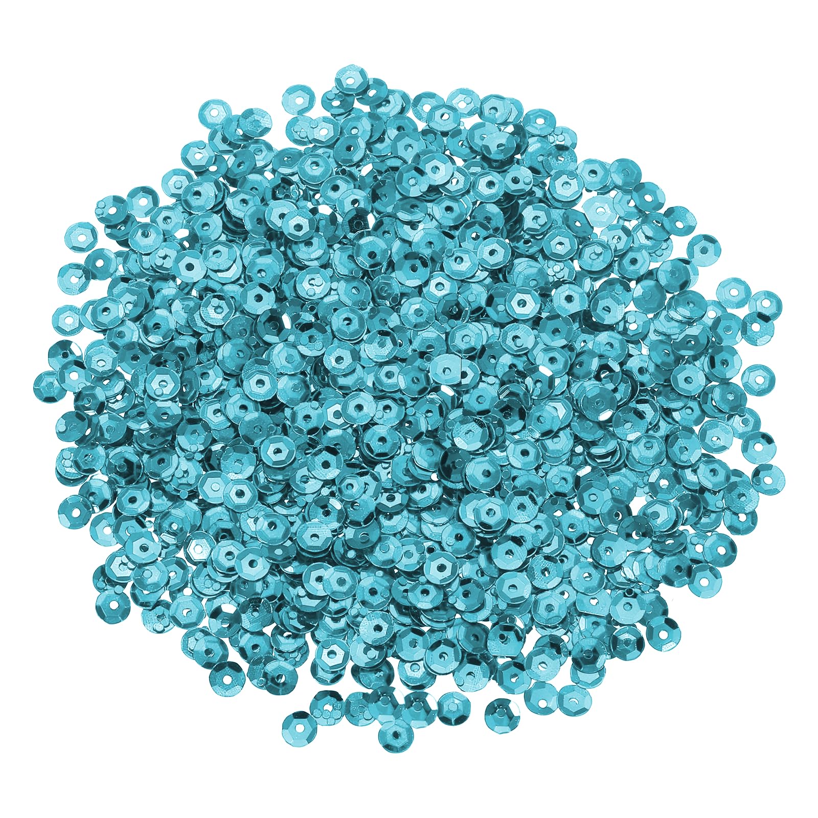 sourcing map 2000Pcs Loose Cup Sequins, 5mm Round Loose Sequin Iridescent Spangles Rainbow Bulk with Holes - 0.7 oz (20g) for Sewing Embroidery Clothing DIY Crafts Decorations, Lake Blue
