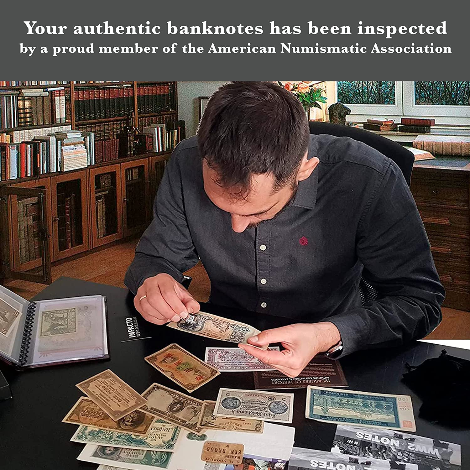 IMPACTO COLECCIONABLES | Collection de 200 Billets Authentiques du Monde – sans Doublons, Démonétisés et de Divers Pays | Idéal pour Les Collectionneurs, Certificat d'Authenticité Inclus