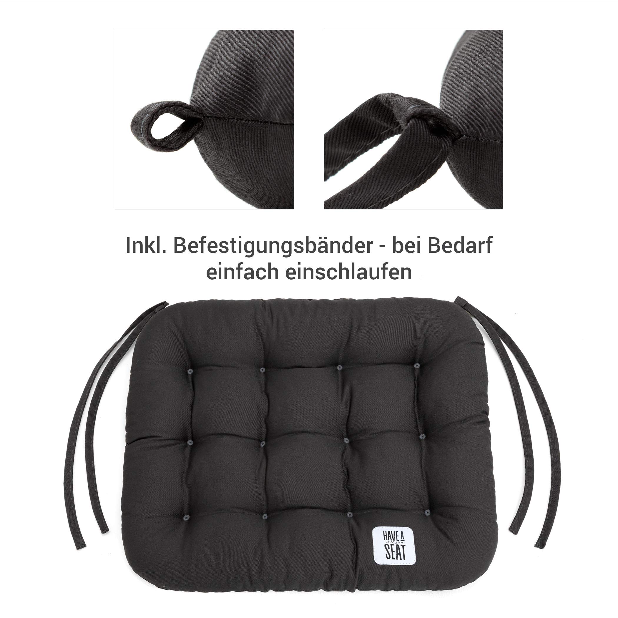 HAVE A SEAT Luxury | poduszka do siedzenia 40 x 35 cm – wygodna poduszka do siedzenia do krzeseł składanych – nadaje się do prania w temperaturze do 95°C, nadaje się do suszenia w suszarce – Made in Germany (zestaw 2 sztuk – 40 x 35 cm, szary antracyt)