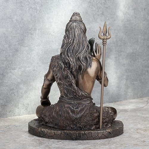 Miniatura 3 de Veronese Design Lord Shiva en meditación Pose Hindú Dios fundido en frío Resina Acabado Bronce Antiguo Estatua Escultura