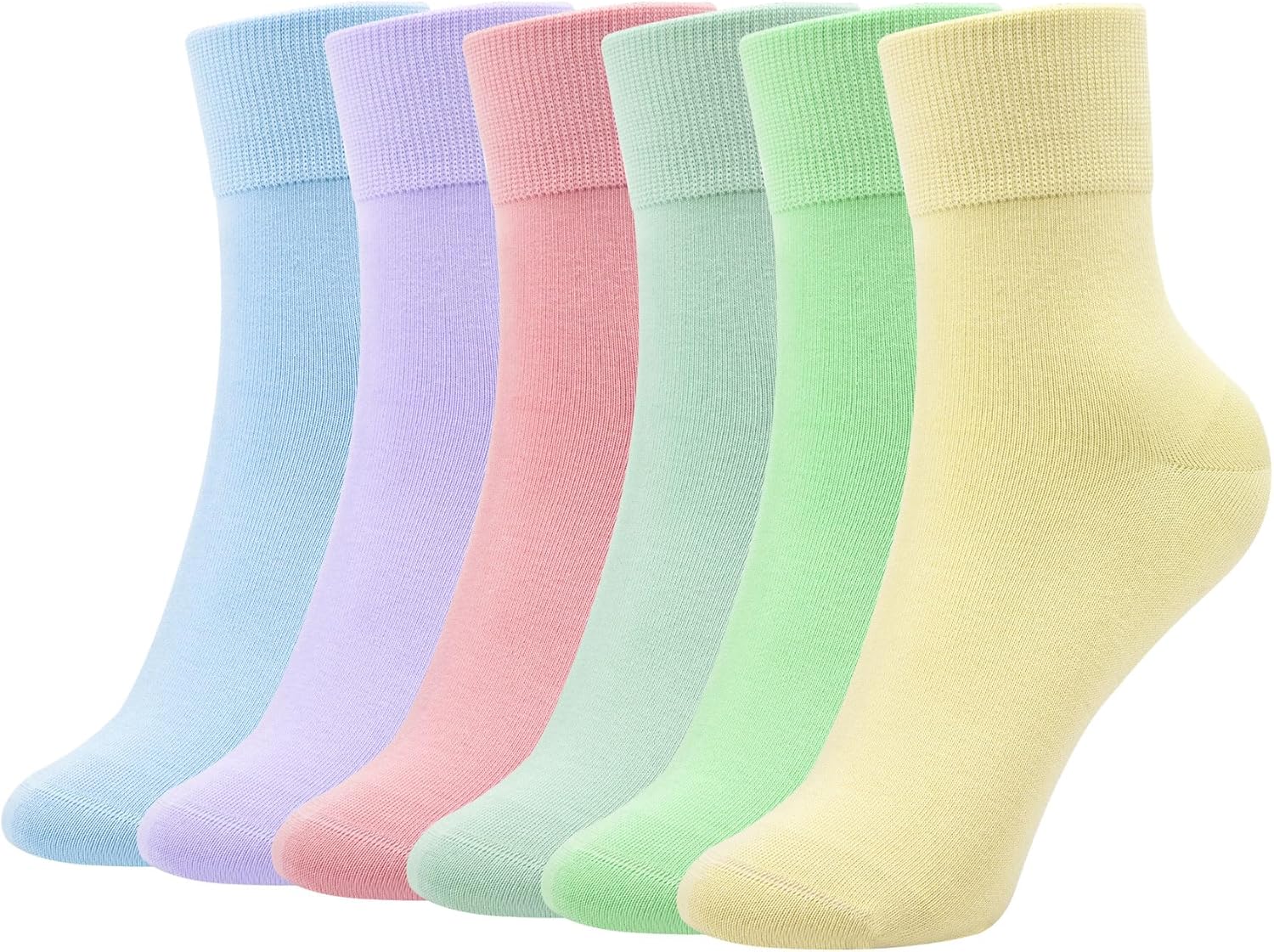 6 Pairs Thin Ankle Socks for Women, Womens Cotton Casual Dress Crew Lightweight Breathable Colorful Socks Size 5-9