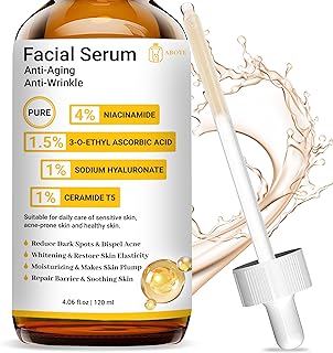 Pure 4% Niacinamide Serum for Acne Treatment for Face & Dark Spots | Brightening Face Serum with 1.5% Vitamin C | 1% Hyaluronic Acid | 1% Ceramide T5 | Hydration Anti-Wrinkle Formula (4 fl.oz/120ml)