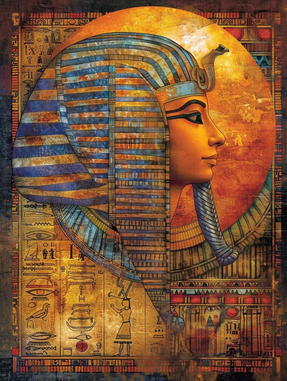 Paint by Numbers Egypt, Paint by Numbers for Adults Children DIY Painting by Number Egyptian Pharaoh, Paint by Numbers Kits Acrylic Pigment Drawing Crafts for Home Wall Decor 24x32in (Frameless) 1-4