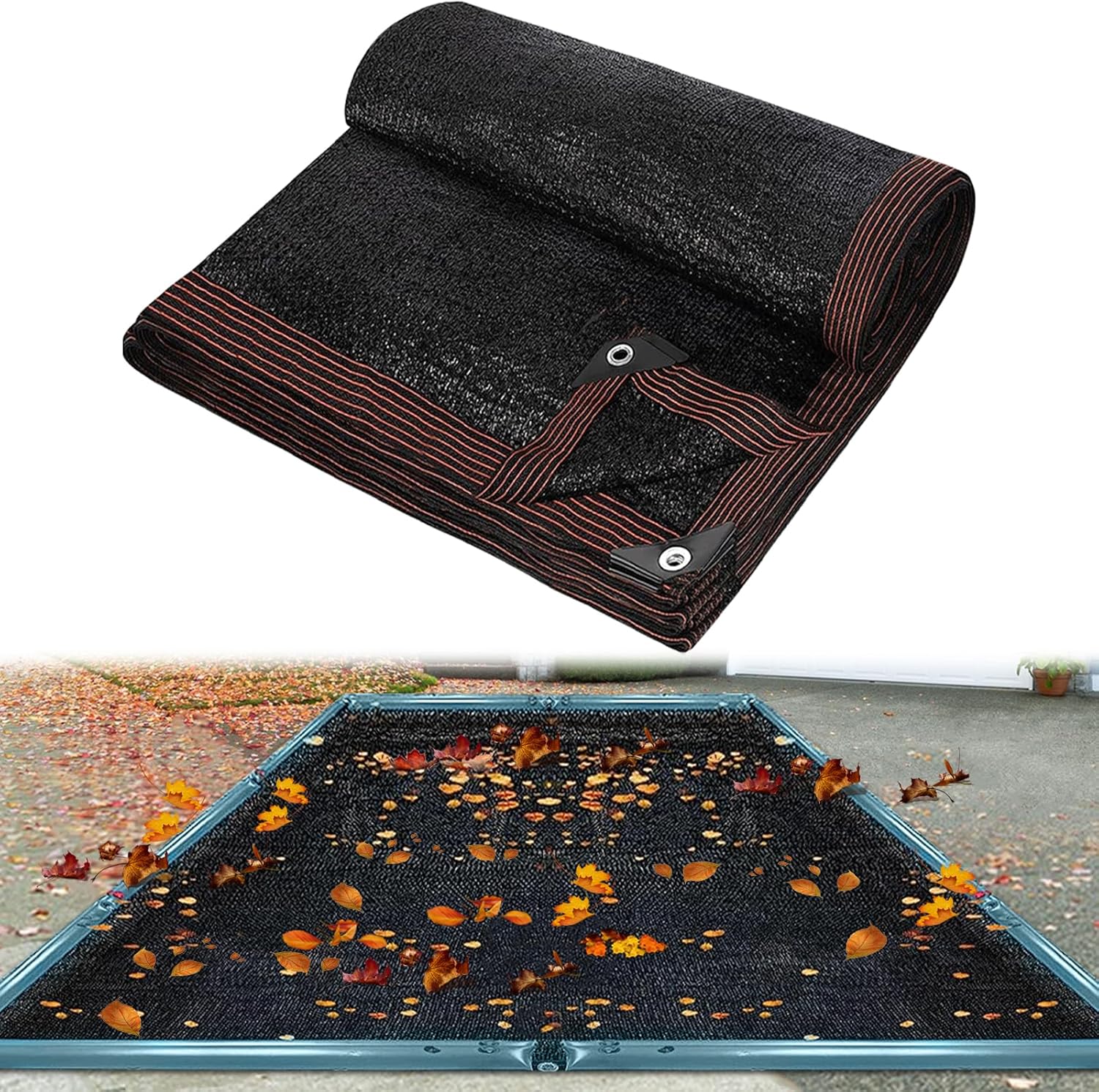 36 ft x 18 ft Black Pool Leaf Net for Rectangle Inground Above Ground Pool Screen Fine Mesh Sunshade Catches Leaves 18 x 36FT