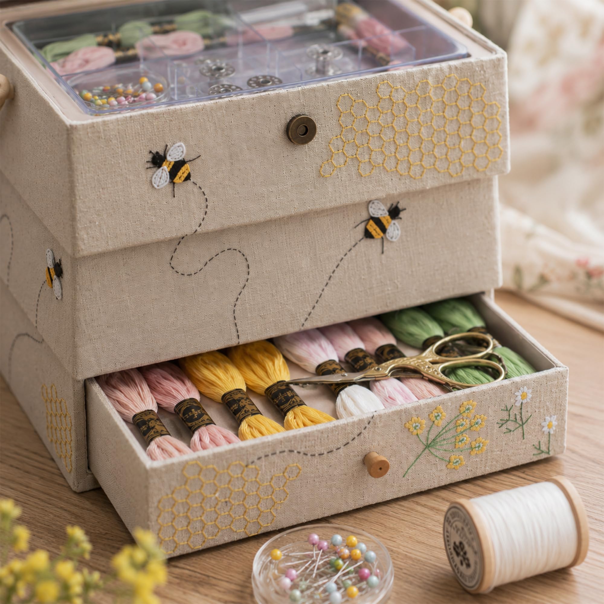 Hobby Gift Neuheit Nähhandwerk Hobby Aufbewahrungsbox, Bienenstock, 24 x 29 x 29.5cm