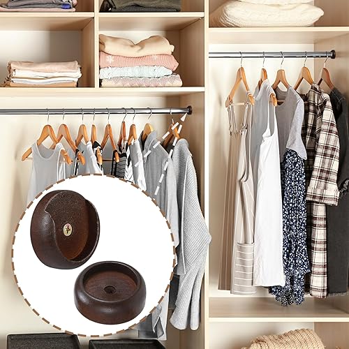 Miniatura 5 de Juego de 20 soportes de barra de armario de madera para armario, soporte de barra de armario con tornillos para armario, barra, armario, pasillo