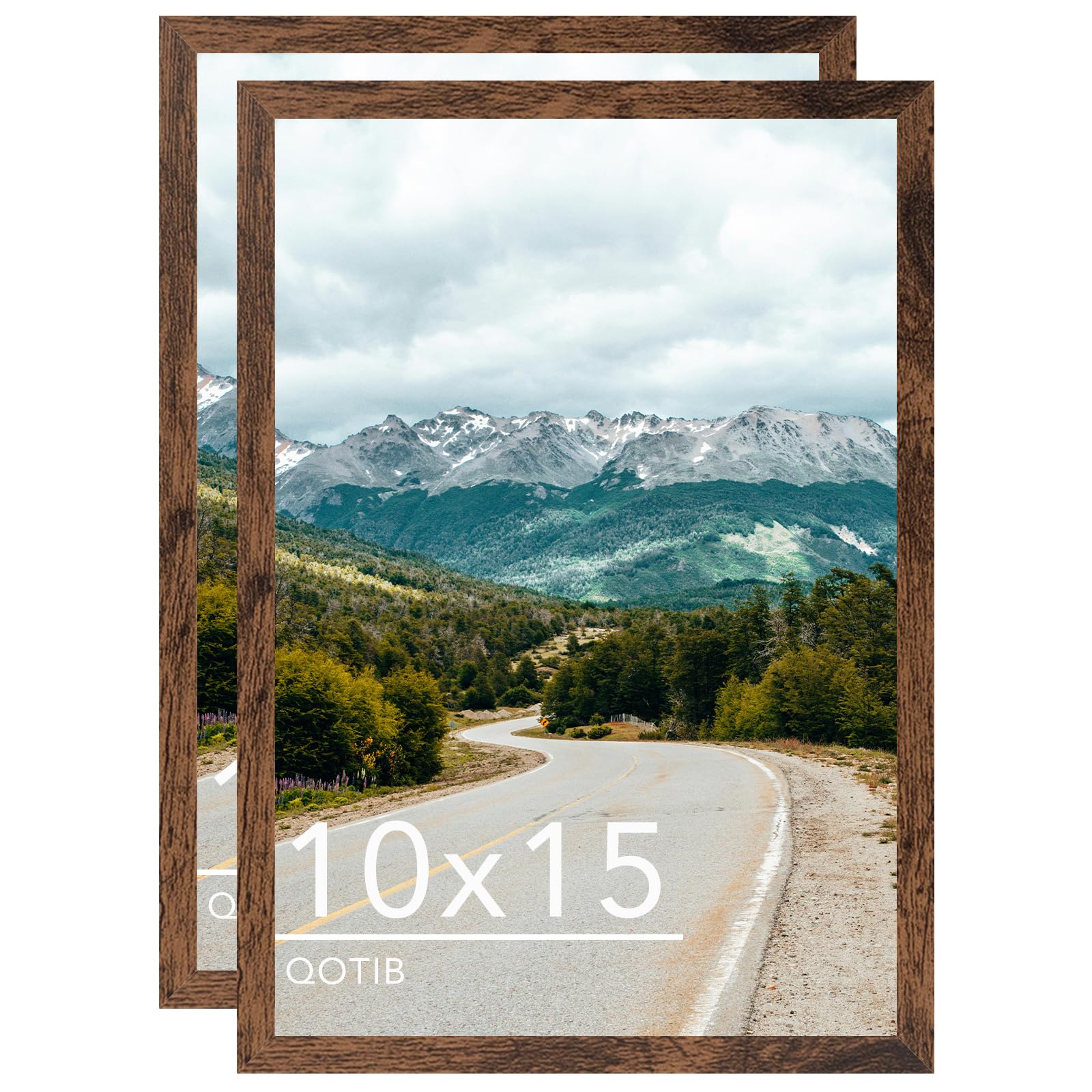 QOTIB 10x15 Picture Frame Deep Brown for Wall Hanging, Wood 10 x 15 Frame Photo Frame for Wall Horizontally or Vertically, Deep Brown, 2 Pack
