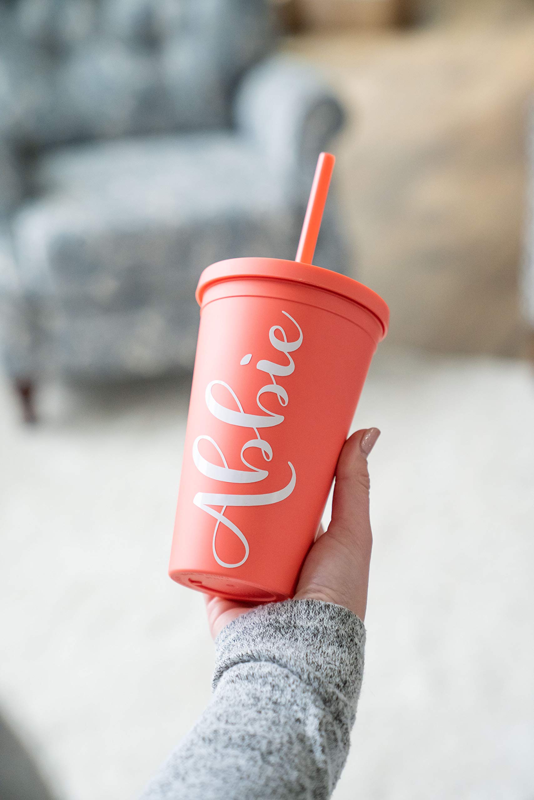 Tumblers with Lids (4 pack) 16oz Colored Acrylic Cups with Lids and