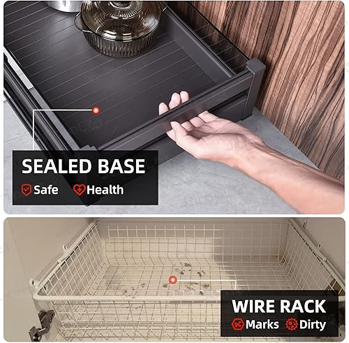 Miniatura 10 de JOMOLA Bandeja deslizante de alta resistencia para armario de cocina, cajón de cocina, cajón de despensa, organizador con divisores de 23 pulgadas