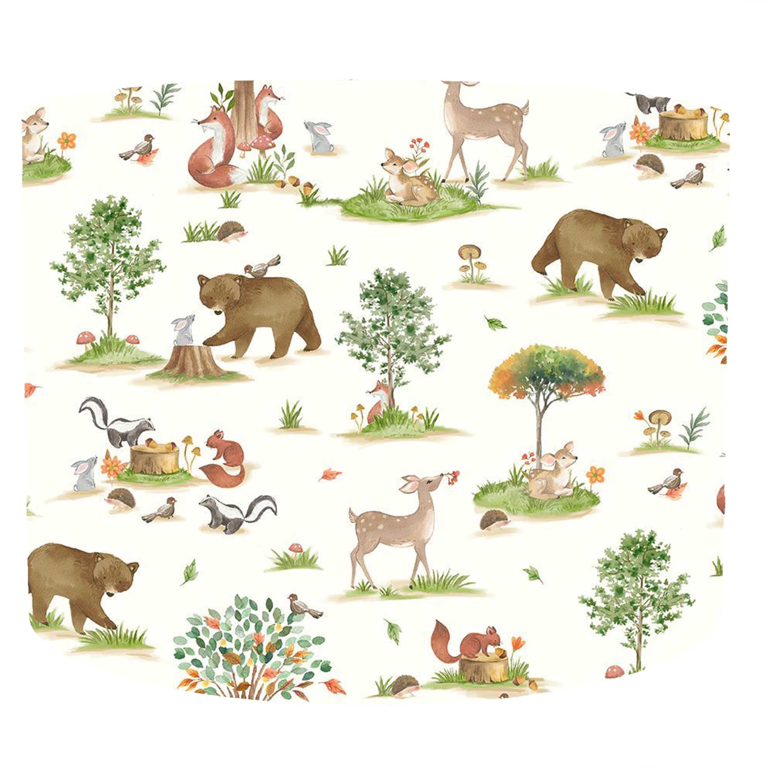 Leo And Cal, Woodland Nursery Lampshade Neutral, Choice of 4 Diameter Sizes, 20cm, 25cm, 30cm, 35cm, Drum Lampshade, Children Table Lamp Shade, Baby Bedroom Forest Animals,Kids Ceiling Light Shade