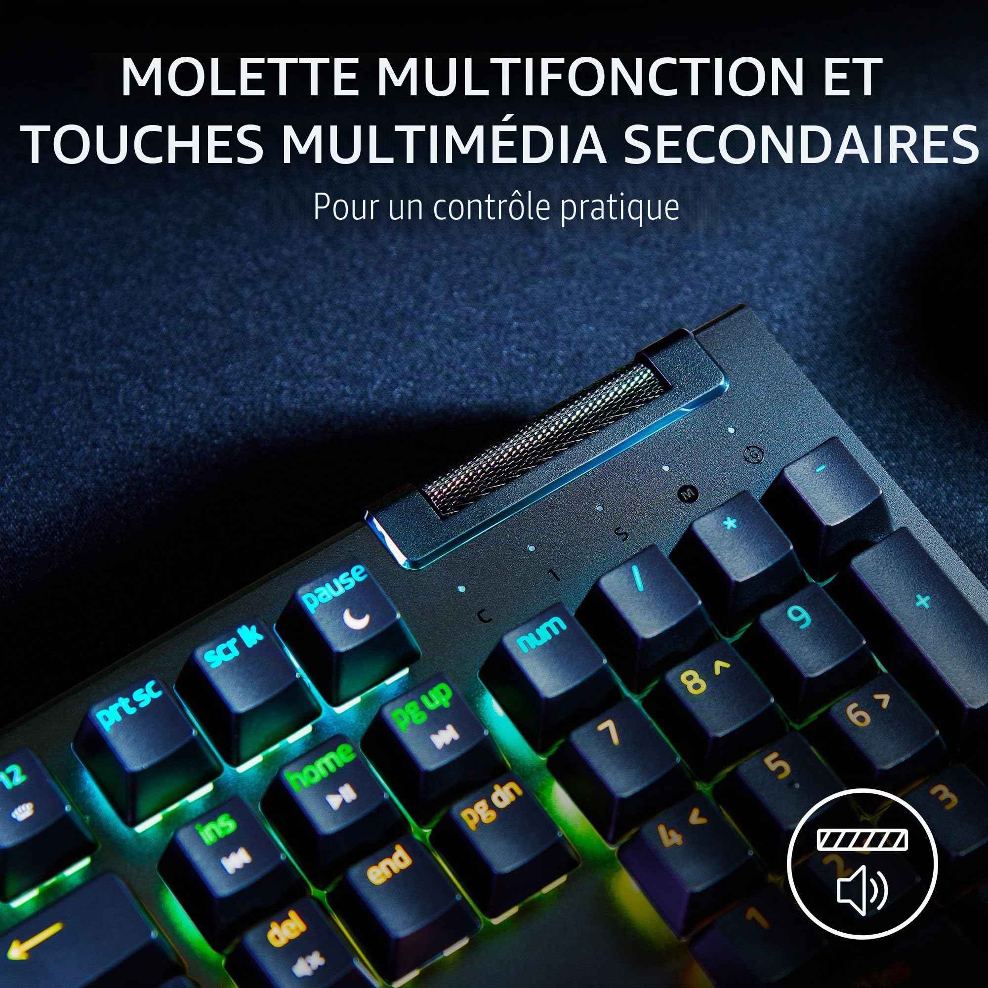 Razer BlackWidow V4 X (Switches Verts) - Clavier Gaming mécanique avec Razer Chroma RGB (6 Touches macros dédiées, Touches ABS à Double Injection) US-Layout | Noir