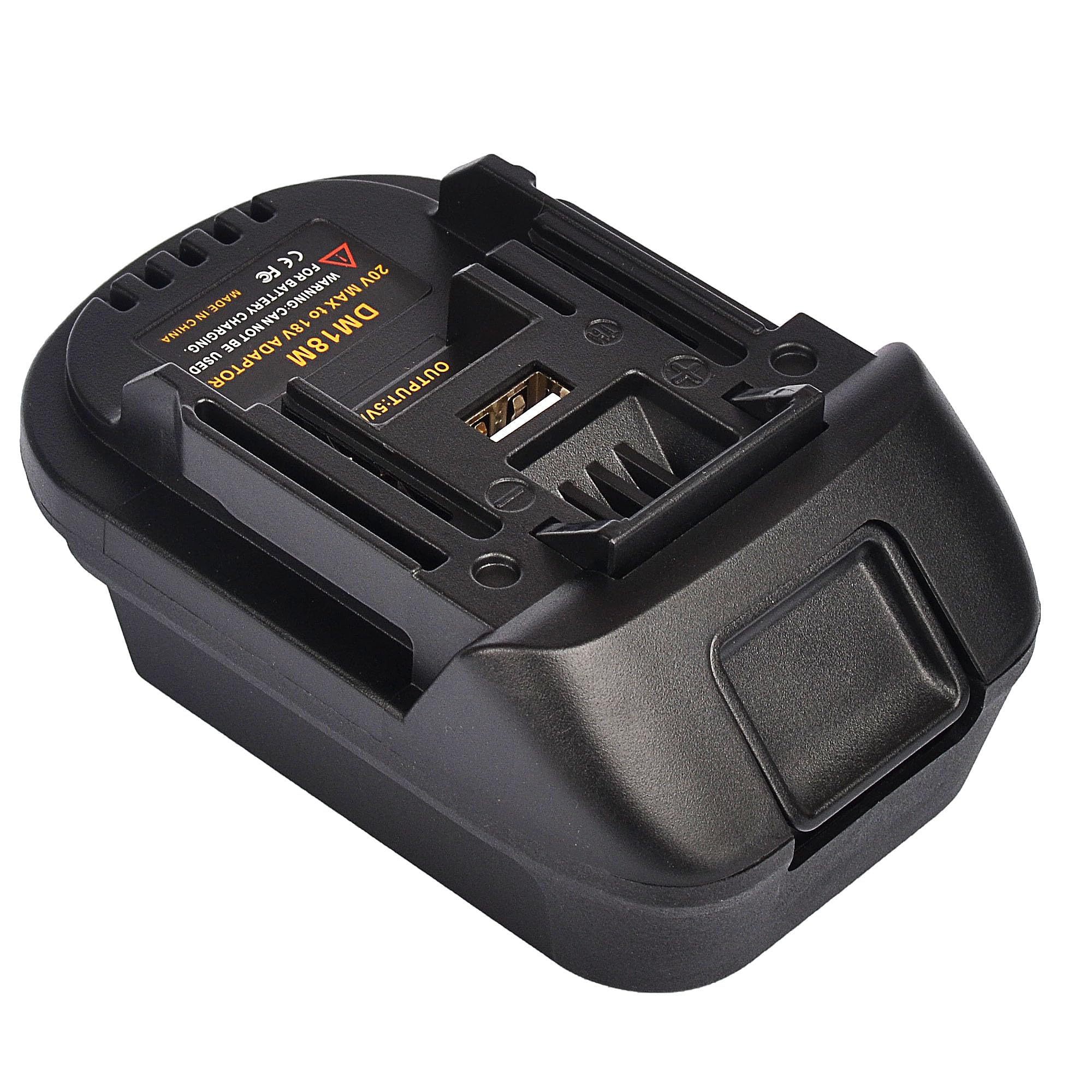 Adapter Converter with USB Charging, Compatible with Dewalt 20V & 18V Li-Ion Battery for Milwaukee Convert to 18V lithium-ion Battery for Makita，for Makita Power Tools (DM18M)