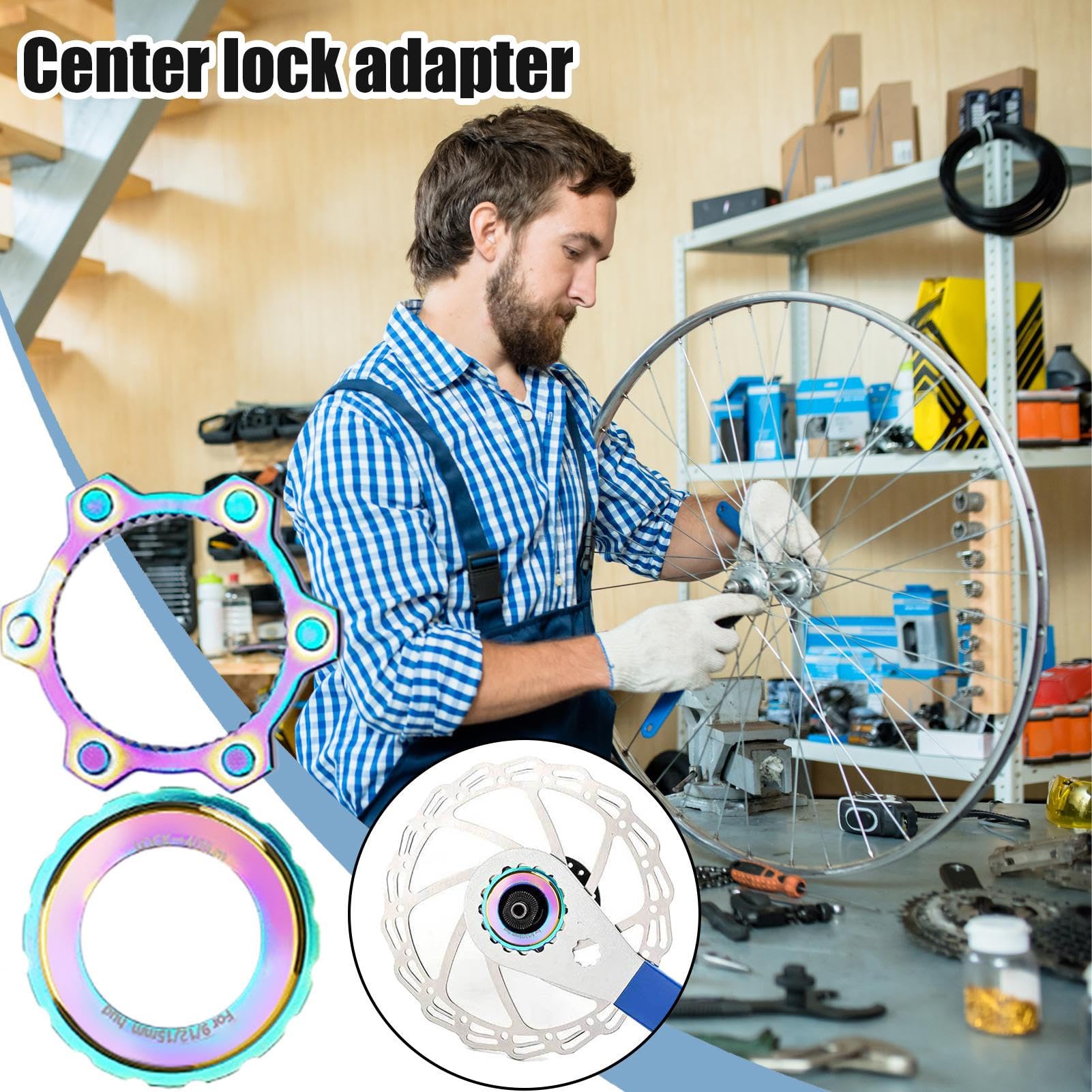 Centerlock to 6 Bolt Adapter, Bicycles Center Lock, Bike Brake Mounts for Cycling Travel Fitness Workout Outdoor Sports Backpacking Outdoor Adventure Camping Picnic