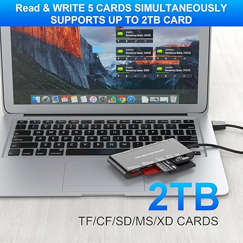 Miniatura 5 de Lector de tarjetas de memoria USB 3.0 Extensión mejorada 7 en 1 Adaptador multitarjeta 5Gbps lectura escritura para SD SDXC SDHC CF CFI TF XD Micro